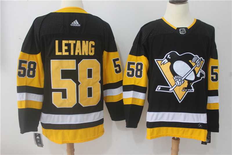 Men Pittsburgh Penguins #58 Letang Black Hockey Stitched Adidas NHL Jerseys->edmonton oilers->NHL Jersey